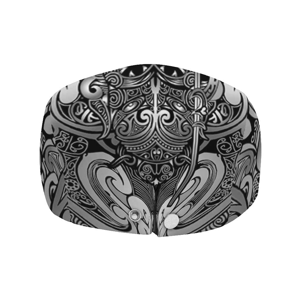 New Zealand Taiaha Maori Jeff Hat Kiwikiwi Minimalist Silver Fern Tukutuku Motif LT9 - Polynesian Pride