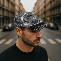 New Zealand Taiaha Maori Jeff Hat Kiwikiwi Minimalist Silver Fern Tukutuku Motif LT9 - Polynesian Pride