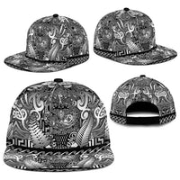 New Zealand Taiaha Maori Snapback Cap Kiwikiwi Minimalist Silver Fern Tukutuku Motif LT9 - Polynesian Pride