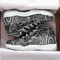 New Zealand Taiaha Maori Sneakers J11 Kiwikiwi Minimalist Silver Fern Tukutuku Motif LT9 - Polynesian Pride