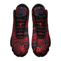 New Zealand Taiaha Maori Sneakers J13 Whero Minimalist Silver Fern Tukutuku Motif LT9 - Polynesian Pride