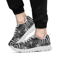 New Zealand Taiaha Maori Sneakers Kiwikiwi Minimalist Silver Fern Tukutuku Motif LT9 - Polynesian Pride