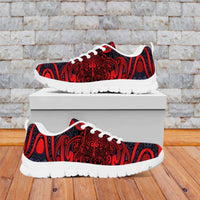 New Zealand Taiaha Maori Sneakers Whero Minimalist Silver Fern Tukutuku Motif LT9 Red - Polynesian Pride