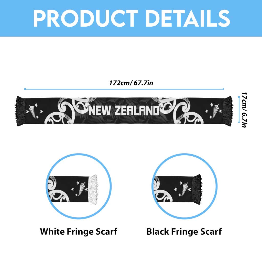New Zealand WC2026 Black Soccer Scarf Silver Fern
