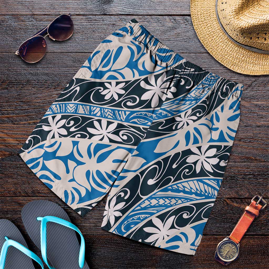 Ninamu Tahiti Tiare Monstera Shorts for Men Polynesian Pattern Curve Style - Polynesian Pride
