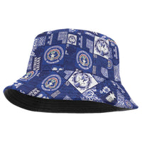 Northern Mariana Islands Magof Nochebuena Bucket Hat Pacific Patchwork Xmas Vibes LT9 One Size Blue - Polynesian Pride