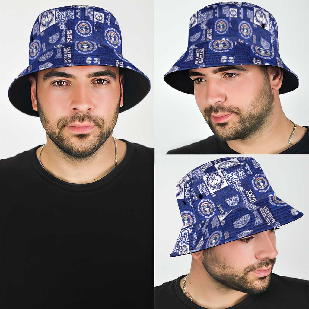Northern Mariana Islands Magof Nochebuena Bucket Hat Pacific Patchwork Xmas Vibes LT9 - Polynesian Pride