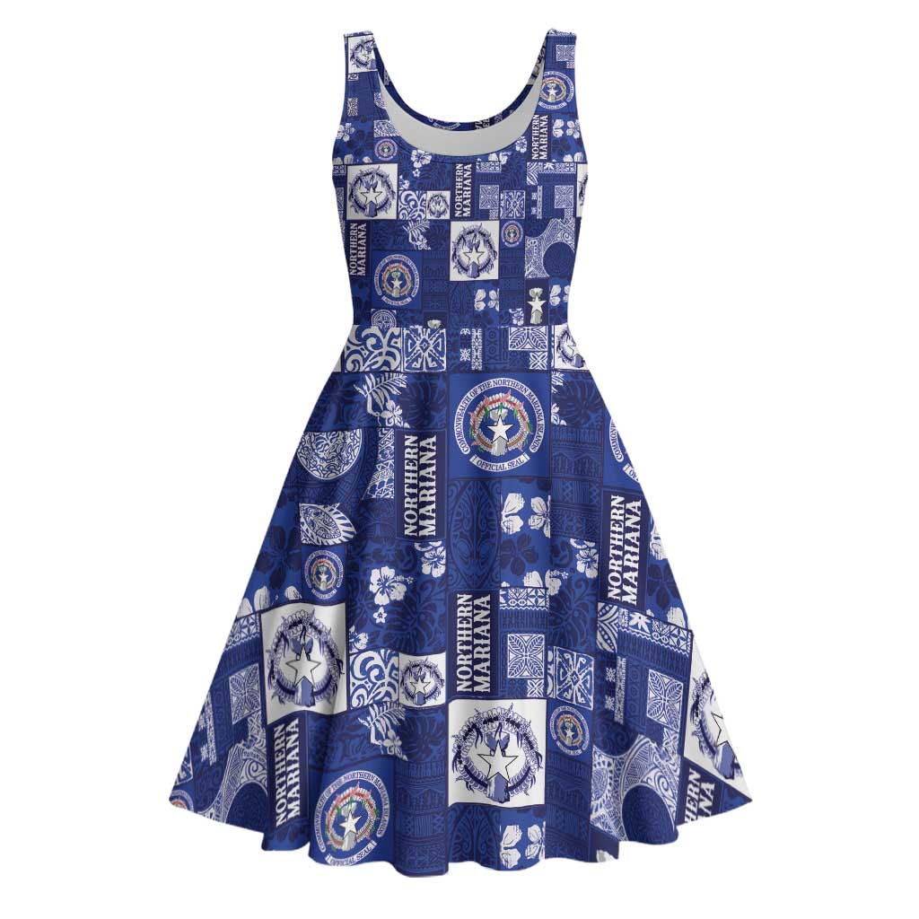 Northern Mariana Islands Magof Nochebuena Midi Dress Pacific Patchwork Xmas Vibes - Polynesian Pride