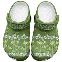 Olive Green Hawaii Palm Tree Hibiscus Clogs Shoes Fantasy Summer Vibe LT01 Olive - Polynesian Pride