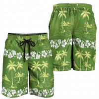 Olive Green Hawaii Palm Tree Hibiscus Shorts for Men Fantasy Summer Vibe LT01 - Polynesian Pride