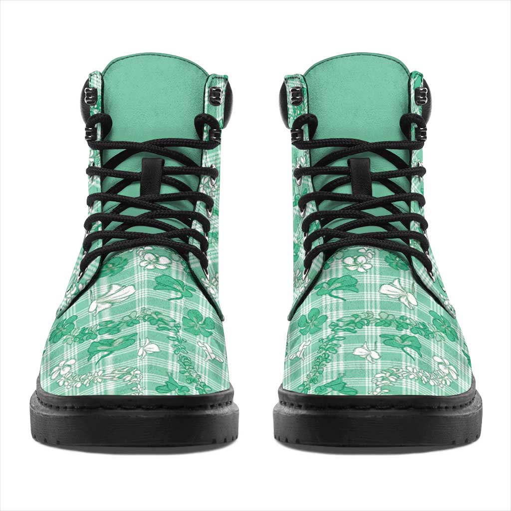 Omaomao Aloha Hawaii All Season Boots Plumeria Lei With Palaka Motif LT14 - Polynesian Pride