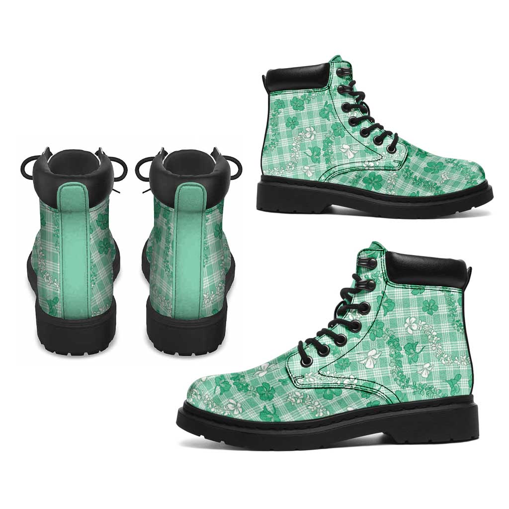 Omaomao Aloha Hawaii All Season Boots Plumeria Lei With Palaka Motif LT14 - Polynesian Pride