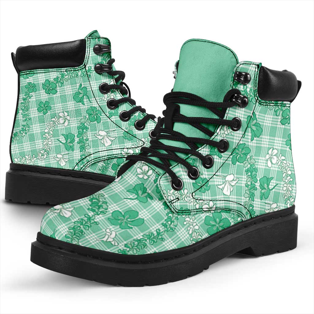Omaomao Aloha Hawaii All Season Boots Plumeria Lei With Palaka Motif LT14 - Polynesian Pride