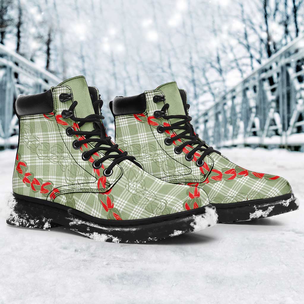 Omaomao Aloha Hawaii All Season Boots Rosebud Lei With Palaka Motif - Polynesian Pride