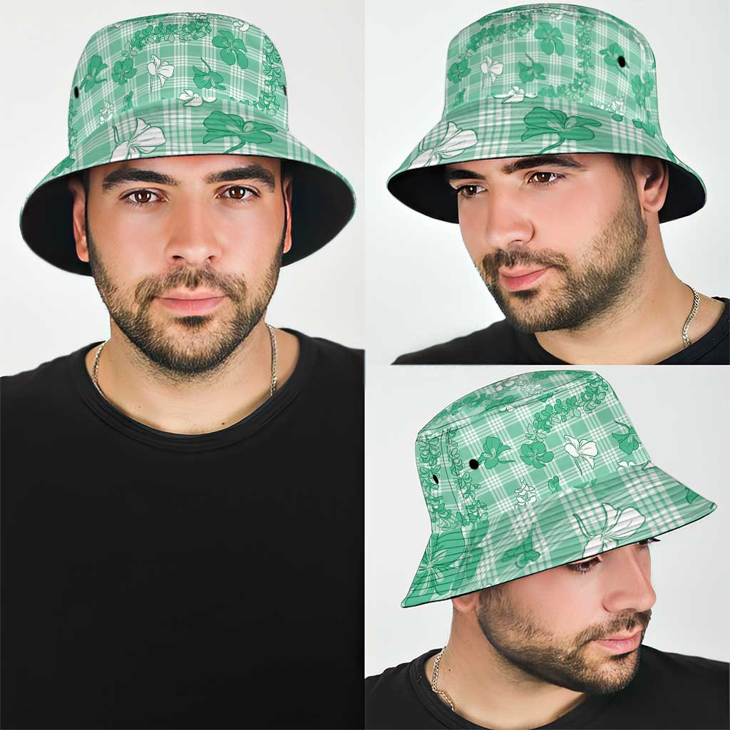 Omaomao Aloha Hawaii Bucket Hat Plumeria Lei With Palaka Motif - Polynesian Pride