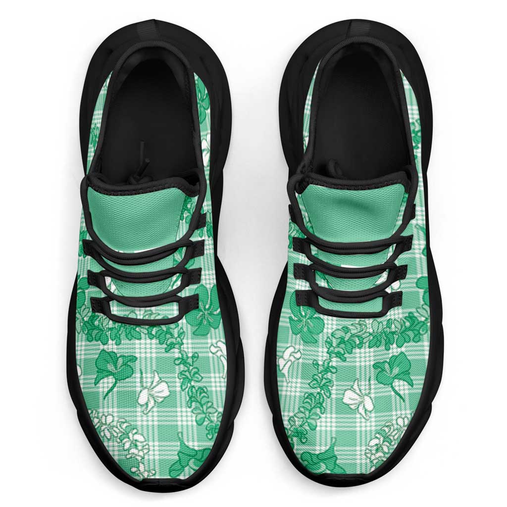 Omaomao Aloha Hawaii Clunky Sneakers Plumeria Lei With Palaka Motif - Polynesian Pride
