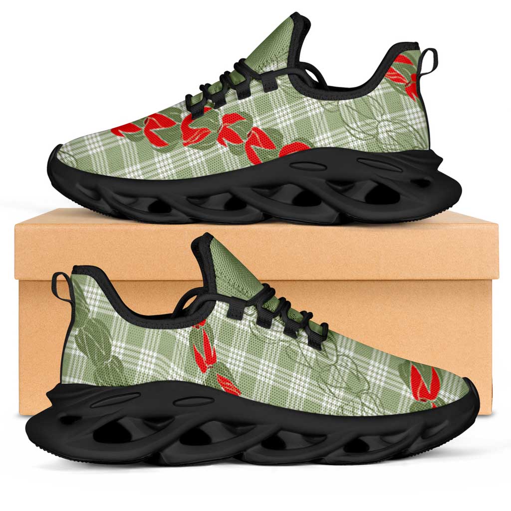 Omaomao Aloha Hawaii Clunky Sneakers Rosebud Lei With Palaka Motif - Polynesian Pride