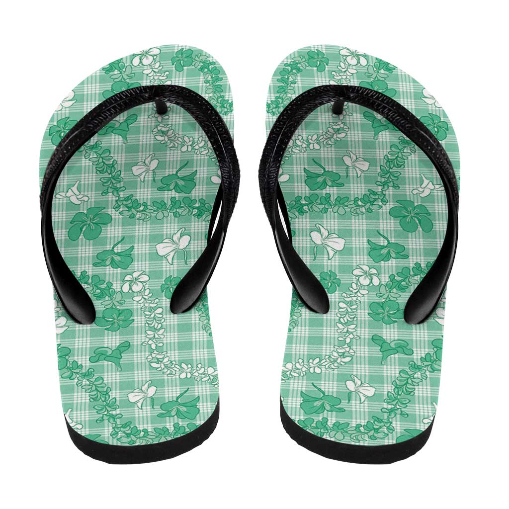 Omaomao Aloha Hawaii Flip Flops Plumeria Lei With Palaka Motif - Polynesian Pride