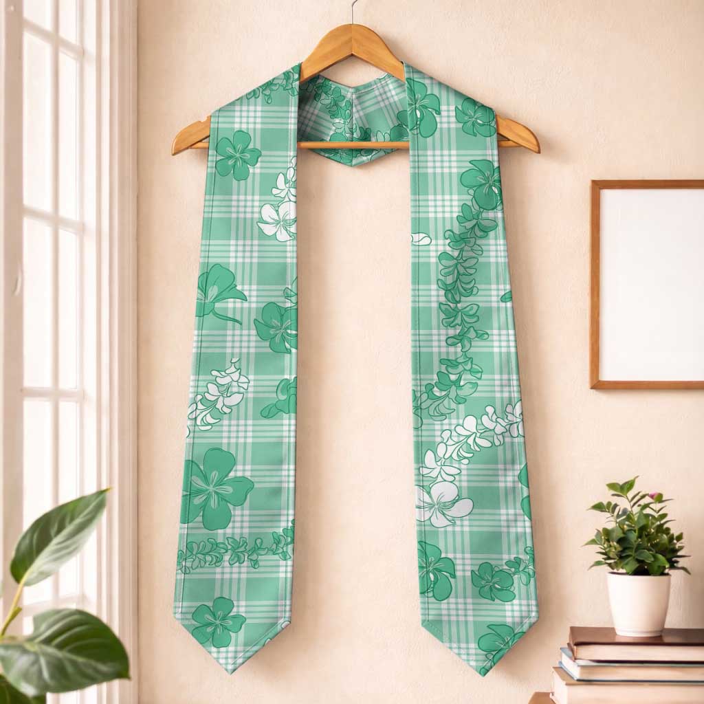 Omaomao Aloha Hawaii Graduation Stole Plumeria Lei With Palaka Motif - Polynesian Pride