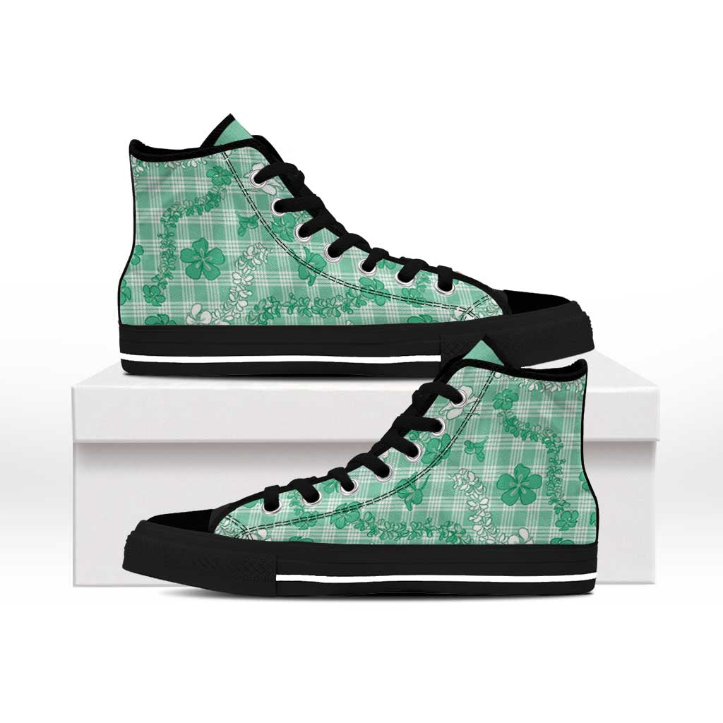 Omaomao Aloha Hawaii High Top Shoes Plumeria Lei With Palaka Motif - Polynesian Pride
