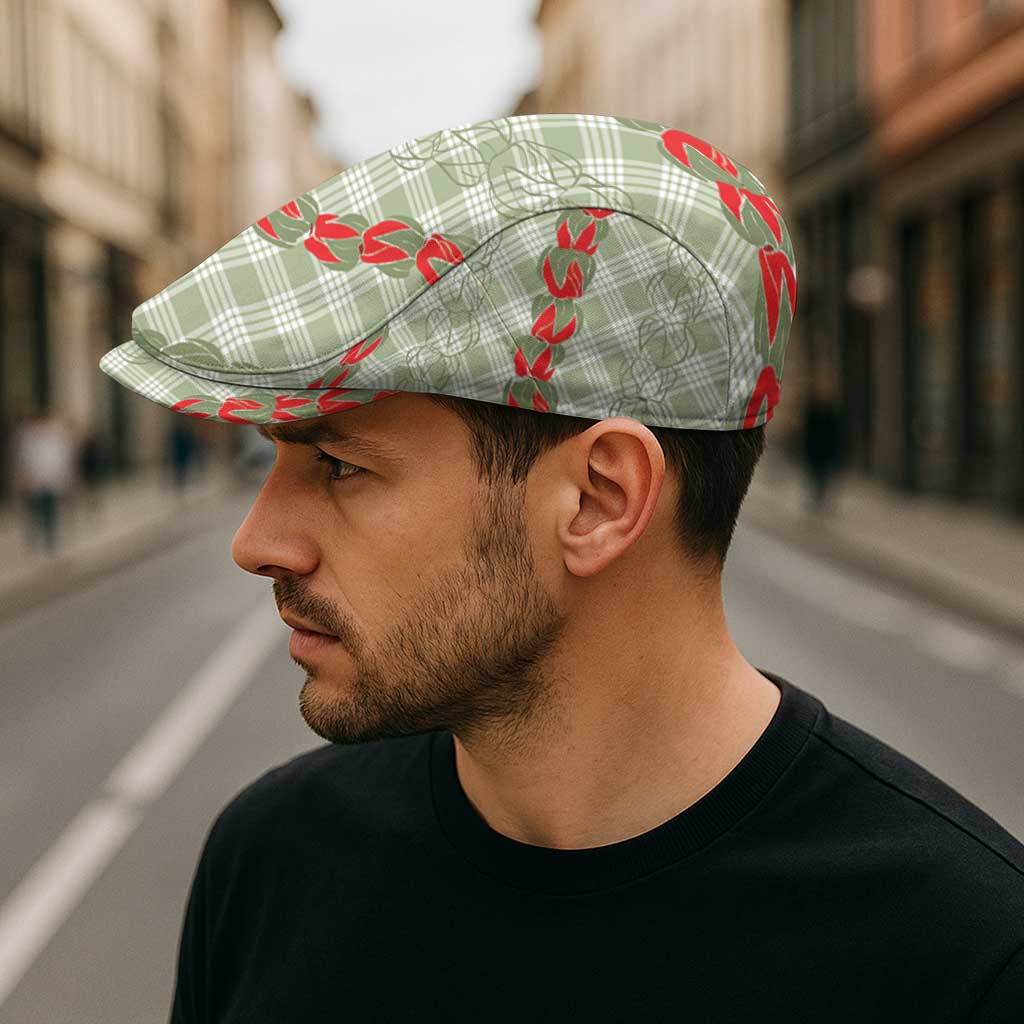 Omaomao Aloha Hawaii Jeff Hat Rosebud Lei With Palaka Motif - Polynesian Pride
