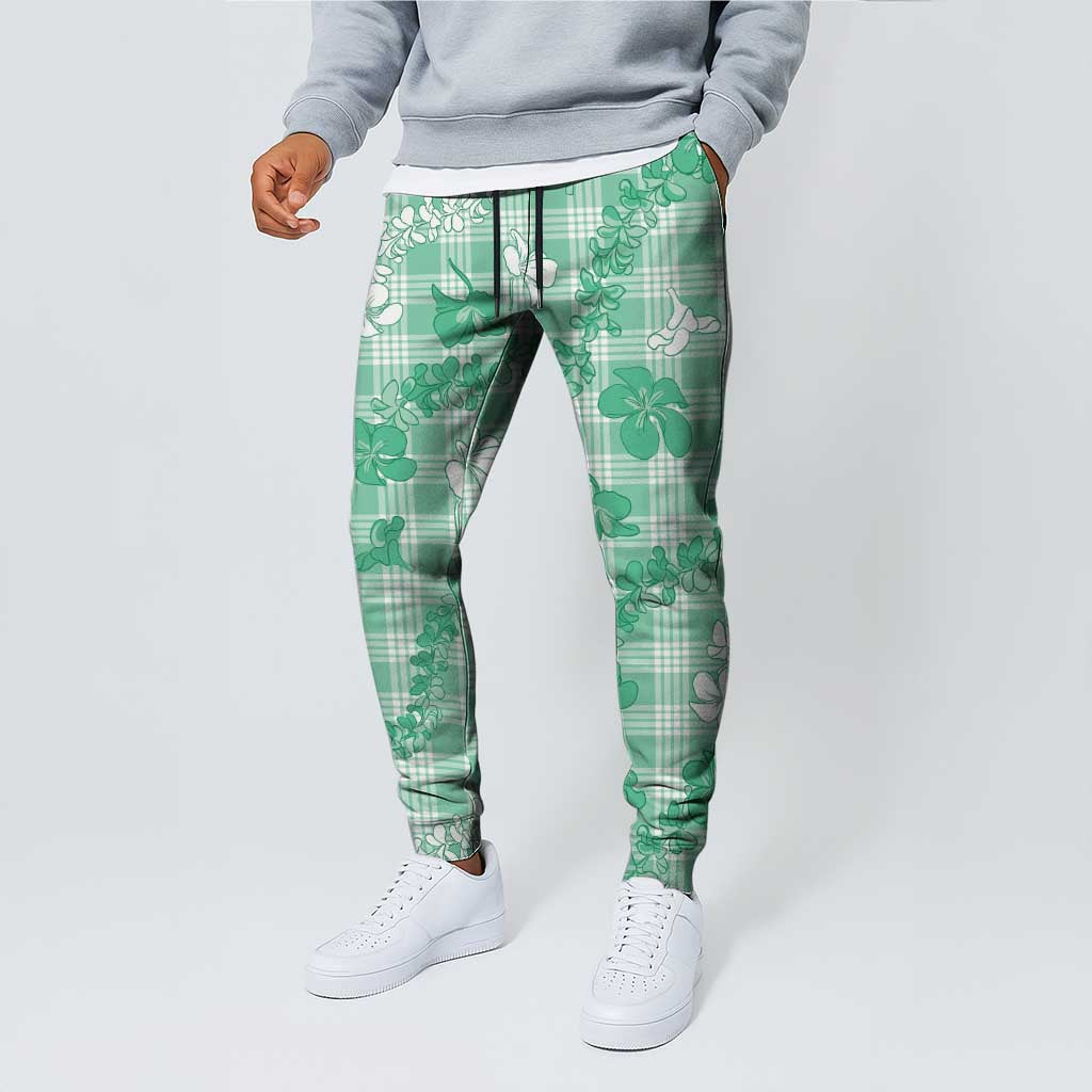 Omaomao Aloha Hawaii Jogger Pants Plumeria Lei With Palaka Motif - Polynesian Pride