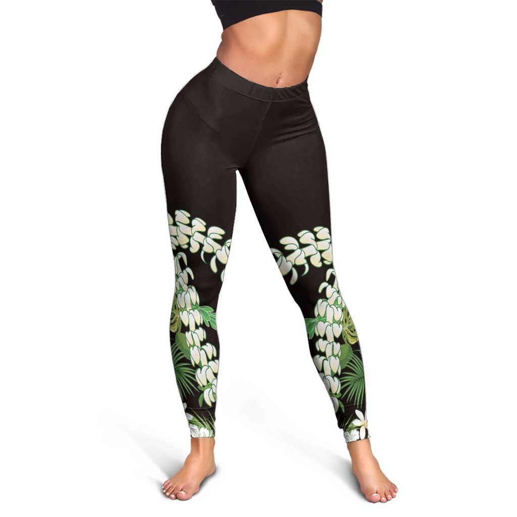 Omaomao Aloha Hawaii Lei Leggings Tropical Flowers Elegant Vibe - Polynesian Pride