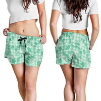 Omaomao Aloha Hawaii Shorts for Women Plumeria Lei With Palaka Motif - Polynesian Pride