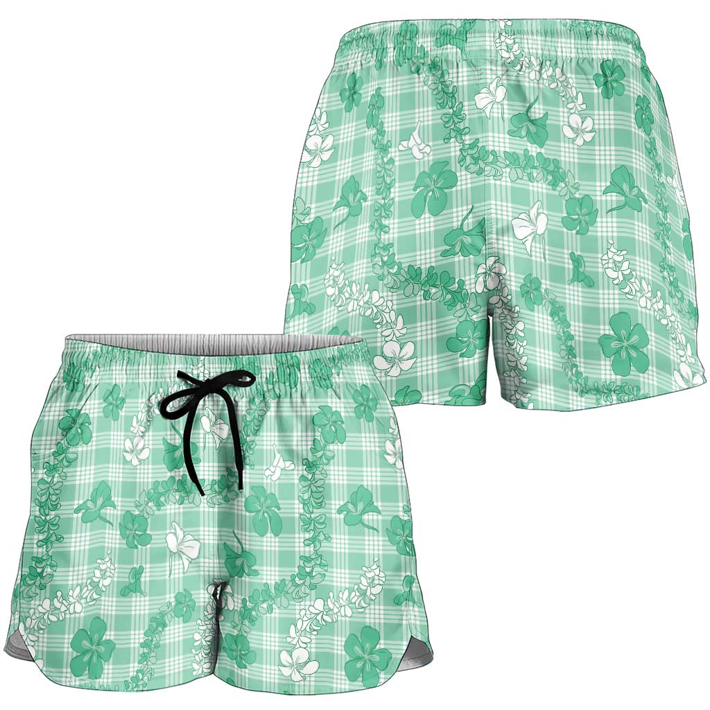 Omaomao Aloha Hawaii Shorts for Women Plumeria Lei With Palaka Motif - Polynesian Pride