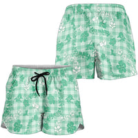 Omaomao Aloha Hawaii Shorts for Women Plumeria Lei With Palaka Motif - Polynesian Pride