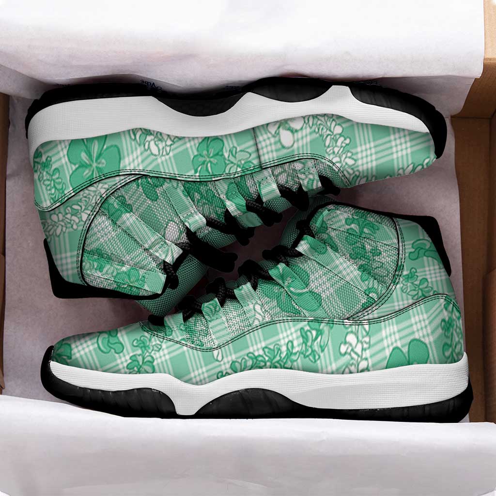 Omaomao Aloha Hawaii Sneakers J11 Plumeria Lei With Palaka Motif LT14 - Polynesian Pride