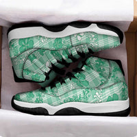 Omaomao Aloha Hawaii Sneakers J11 Plumeria Lei With Palaka Motif LT14 - Polynesian Pride