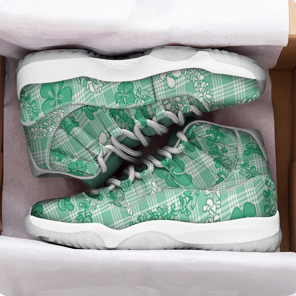Omaomao Aloha Hawaii Sneakers J11 Plumeria Lei With Palaka Motif LT14 - Polynesian Pride