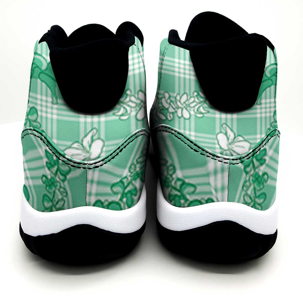 Omaomao Aloha Hawaii Sneakers J11 Plumeria Lei With Palaka Motif LT14 - Polynesian Pride