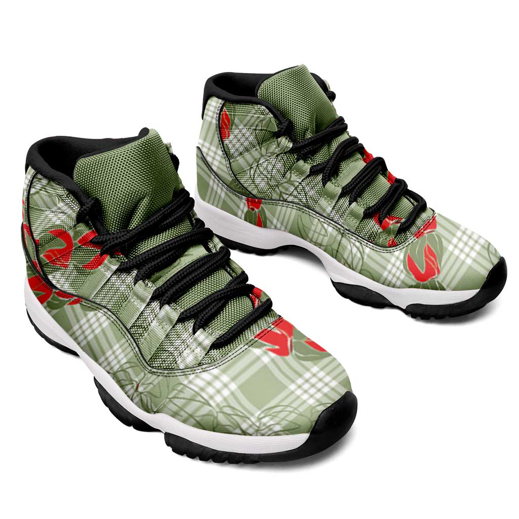 Omaomao Aloha Hawaii Sneakers J11 Rosebud Lei With Palaka Motif - Polynesian Pride