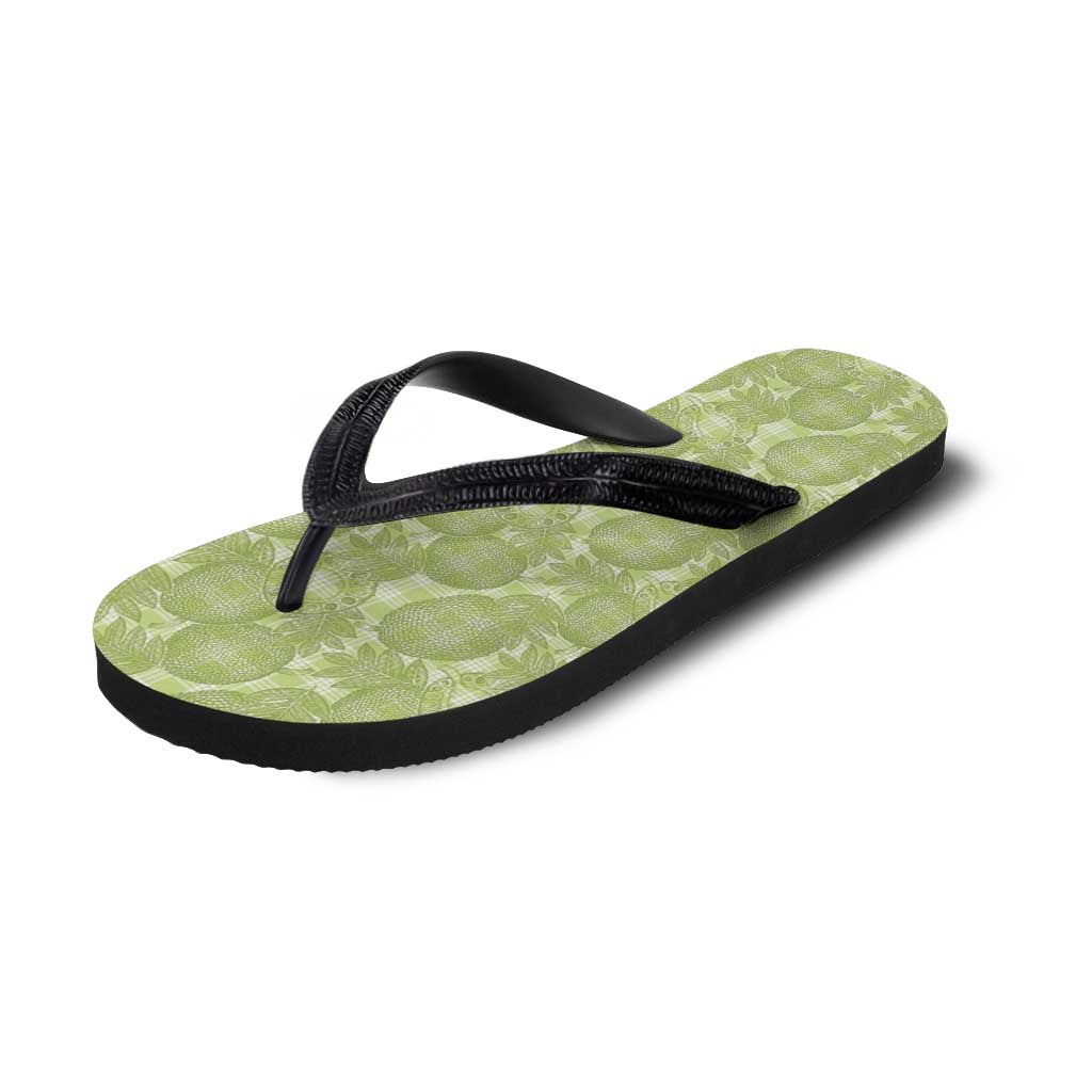 Omaomao Hawaii Breadfruit Palaka Motifs Flip Flops