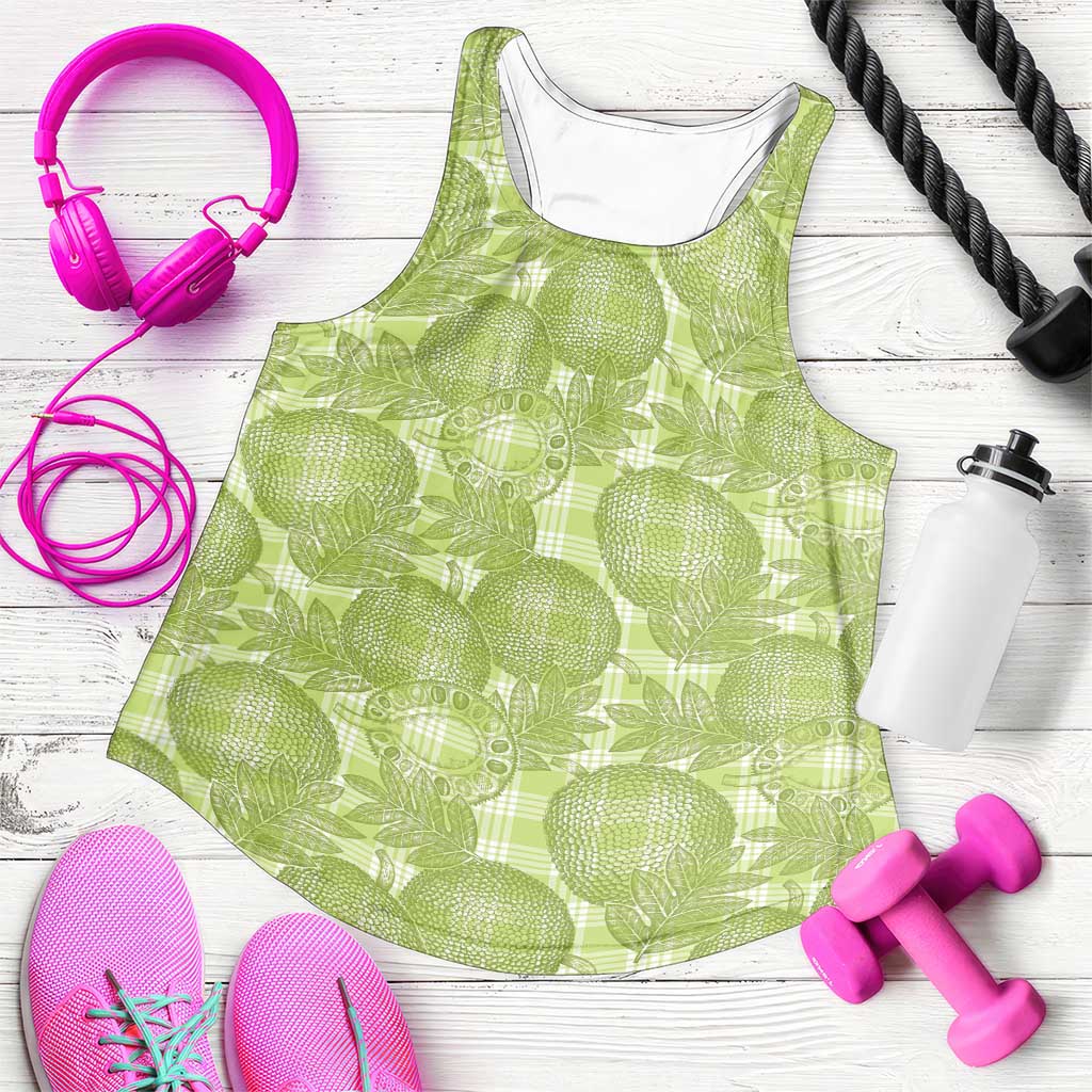 Omaomao Hawaii Breadfruit Palaka Motifs Women Racerback Tank