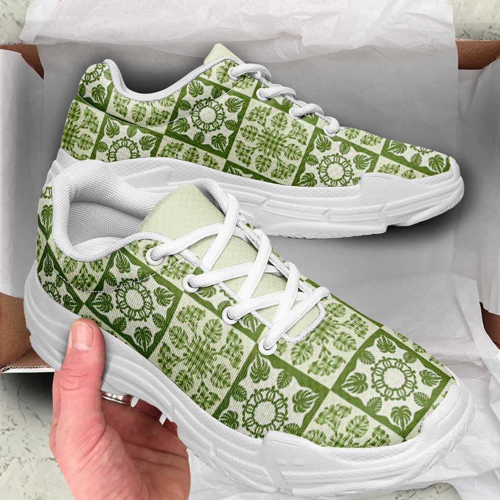 Omaomao Palaka Quilt Hawaii Chunky Sneakers Hawaiian Tropical Monstera Sea Turtle