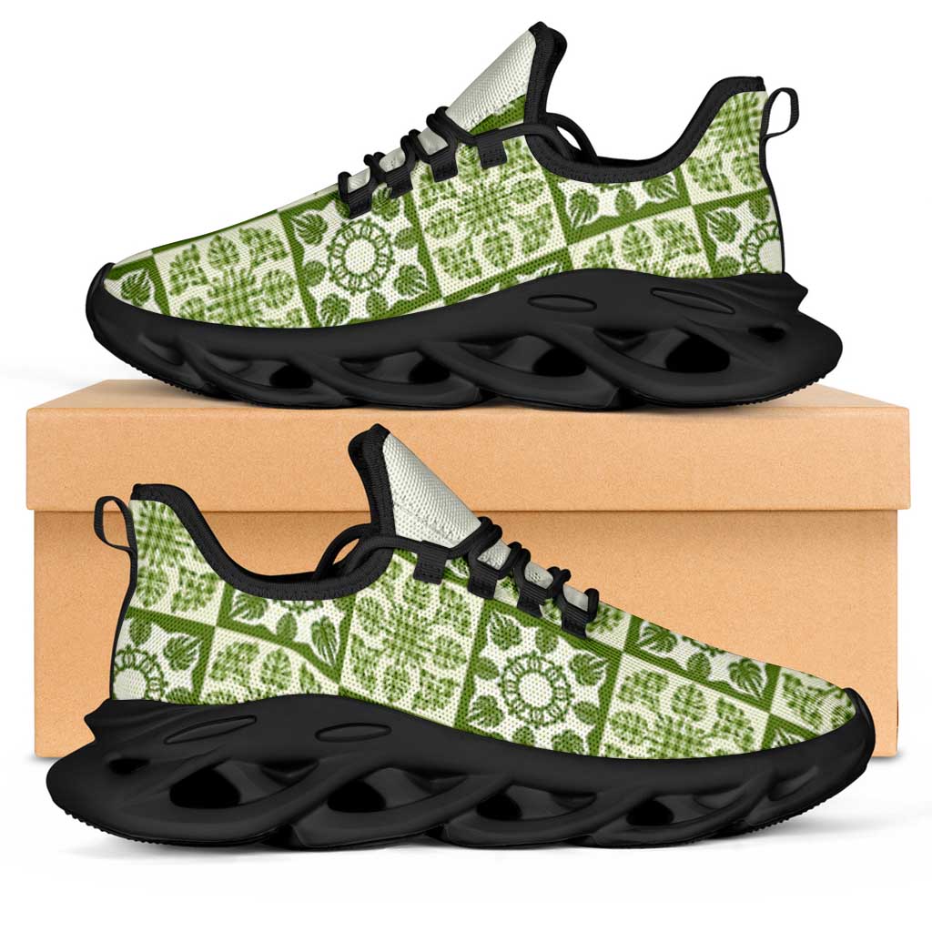 Omaomao Palaka Quilt Hawaii Clunky Sneakers Hawaiian Tropical Monstera Sea Turtle