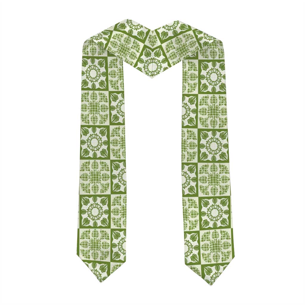 Omaomao Palaka Quilt Hawaii Graduation Stole Hawaiian Tropical Monstera Sea Turtle
