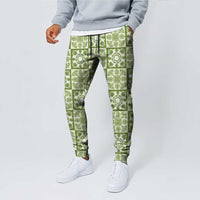Omaomao Palaka Quilt Hawaii Jogger Pants Hawaiian Tropical Monstera Sea Turtle