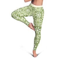 Omaomao Palaka Quilt Hawaii Leggings Hawaiian Tropical Monstera Sea Turtle