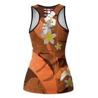 Orange Banana Leaf Hawaii Hollow Tank Top Lau Maia Plumeria Tropical Summer Vibes LT14 - Polynesian Pride