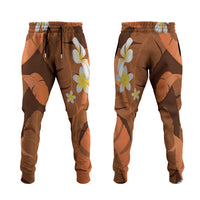 Orange Banana Leaf Hawaii Jogger Pants Lau Maia Plumeria Tropical Summer Vibes LT14 Orange - Polynesian Pride