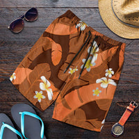 Orange Banana Leaf Hawaii Shorts for Men Lau Maia Plumeria Tropical Summer Vibes LT14 Orange - Polynesian Pride