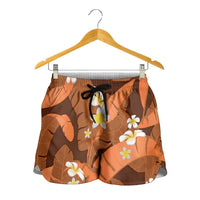 Orange Banana Leaf Hawaii Shorts for Women Lau Maia Plumeria Tropical Summer Vibes LT14 - Polynesian Pride