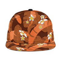 Orange Banana Leaf Hawaii Snapback Cap Lau Maia Plumeria Tropical Summer Vibes LT14 One Size Orange - Polynesian Pride