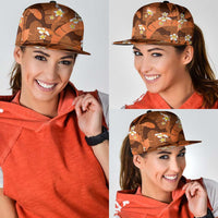 Orange Banana Leaf Hawaii Snapback Cap Lau Maia Plumeria Tropical Summer Vibes LT14 - Polynesian Pride