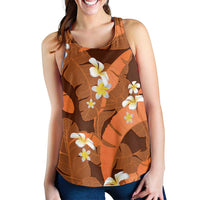 Orange Banana Leaf Hawaii Women Racerback Tank Lau Maia Plumeria Tropical Summer Vibes LT14 - Polynesian Pride