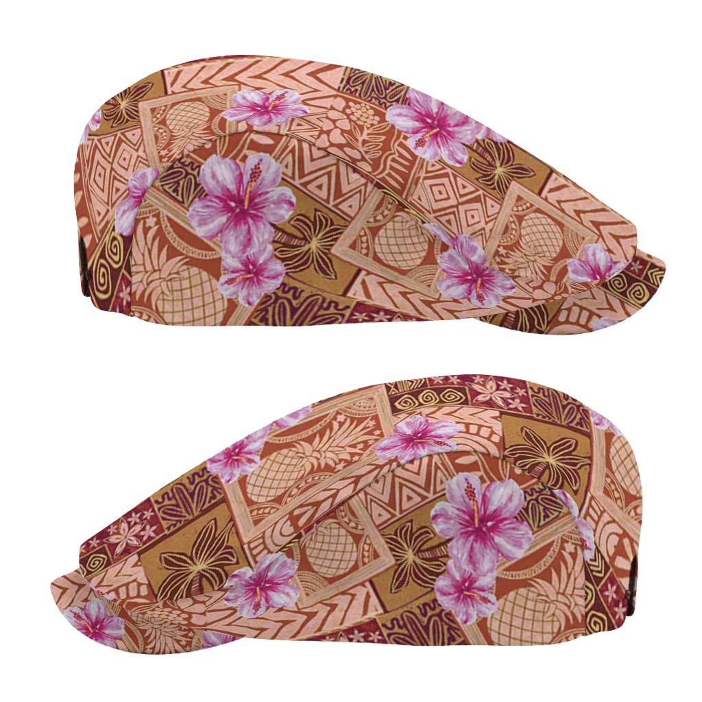Orange Hawaii Hibiscus Tropical Flowers Motifs Jeff Hat - Polynesian Pride